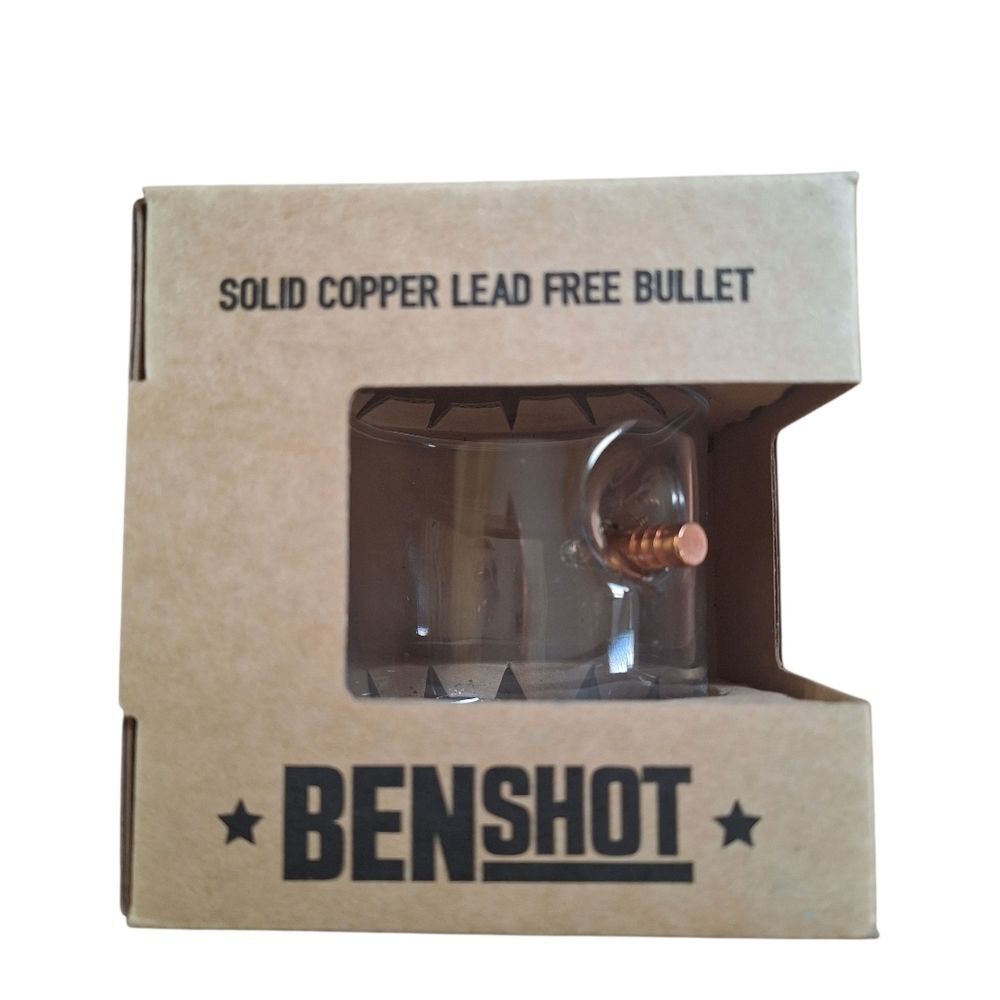BenShot Rocks Whiskey Glass with Copper Bullet 11OZ Gift